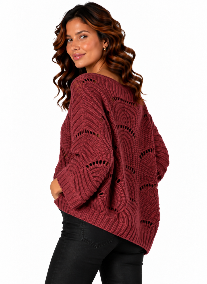 Lotte – Oversized Gebreide Trui met Opengewerkt Patroon