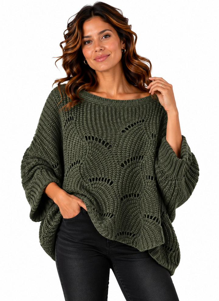 Lotte – Oversized Gebreide Trui met Opengewerkt Patroon