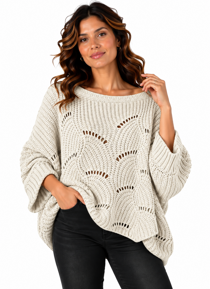 Lotte – Oversized Gebreide Trui met Opengewerkt Patroon