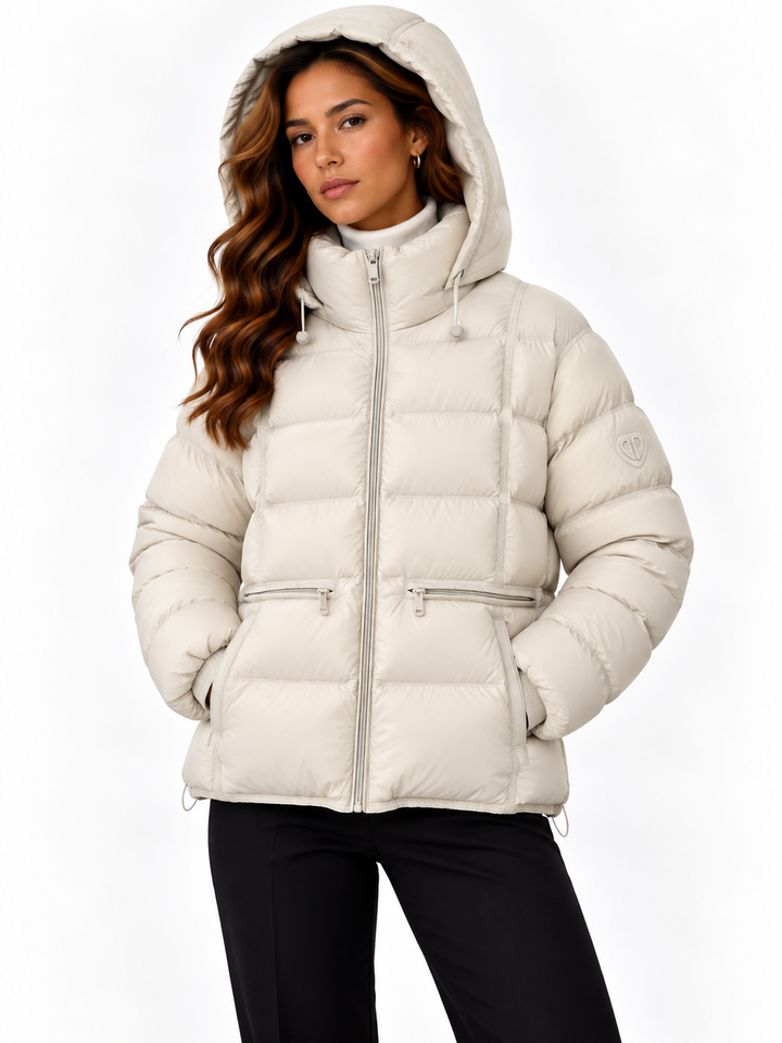 Sophie – Gewatteerde Winterjas met Capuchon en Taillekoord