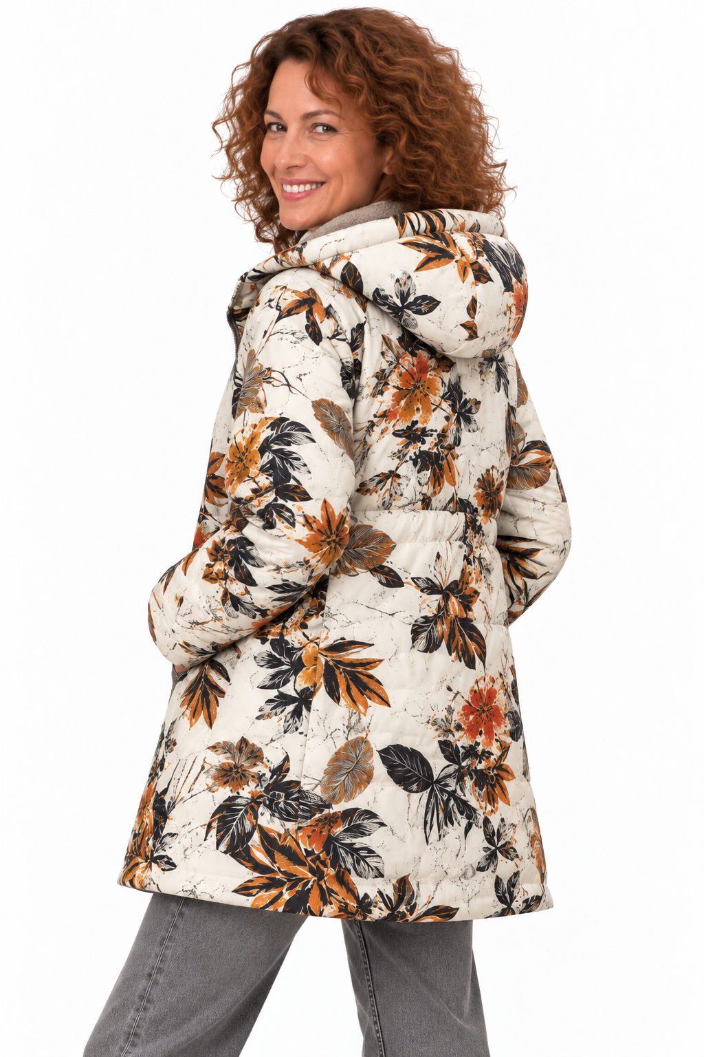 Sophie – Gebloemde Winterjas met Teddyvoering