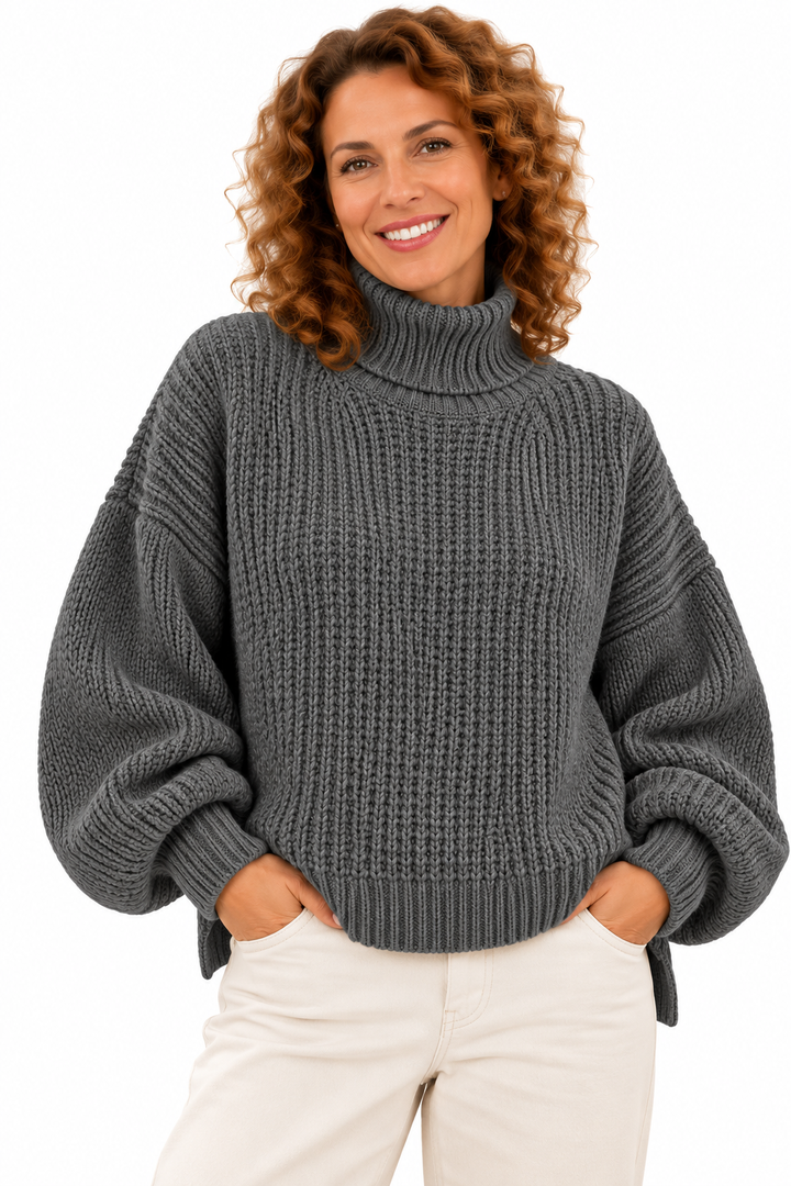 Lotte – Oversized Gebreide Coltrui met Pofmouwen