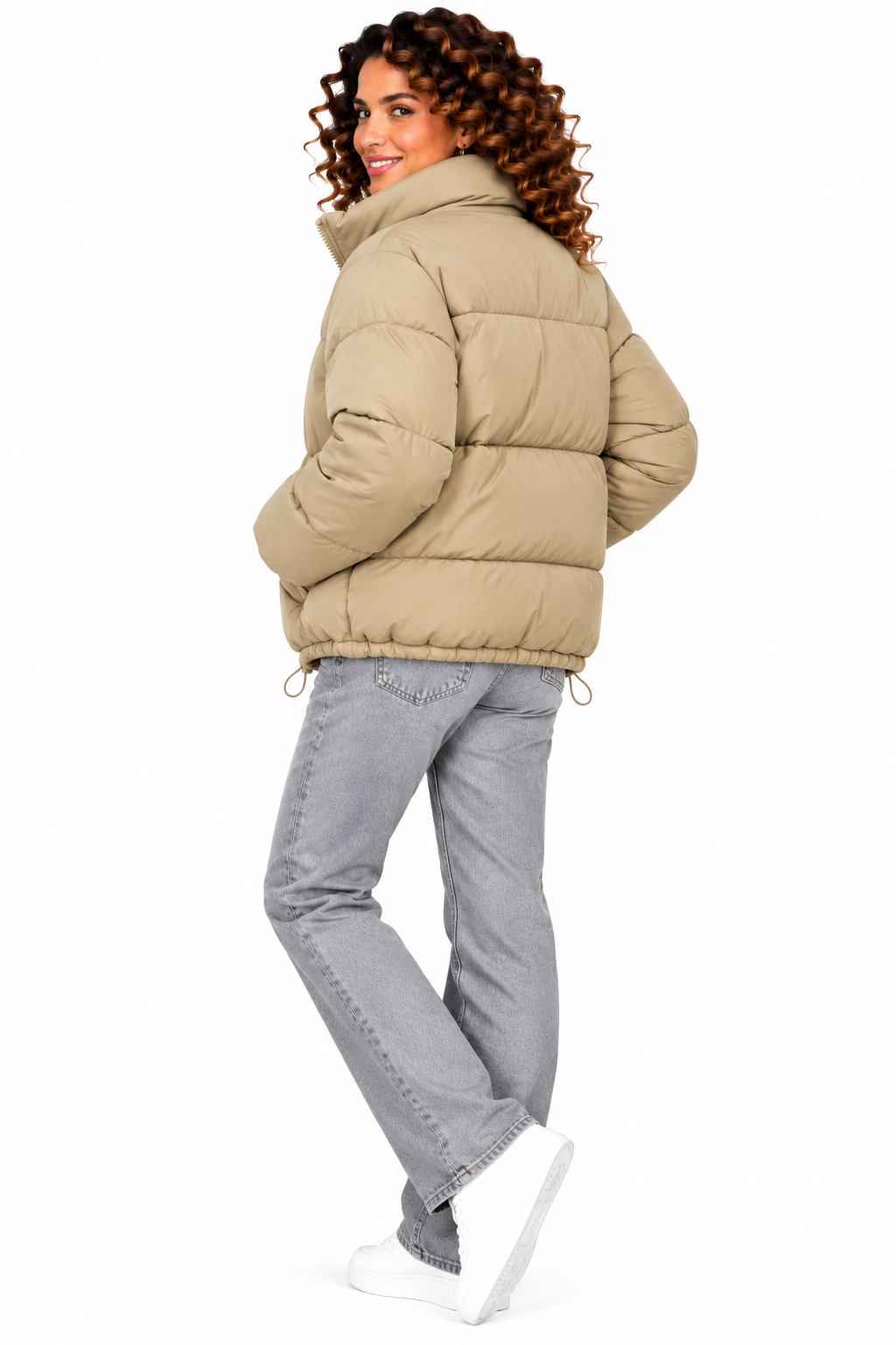 Sophie – Kort Gewatteerd Winterjack met Hoge Kraag
