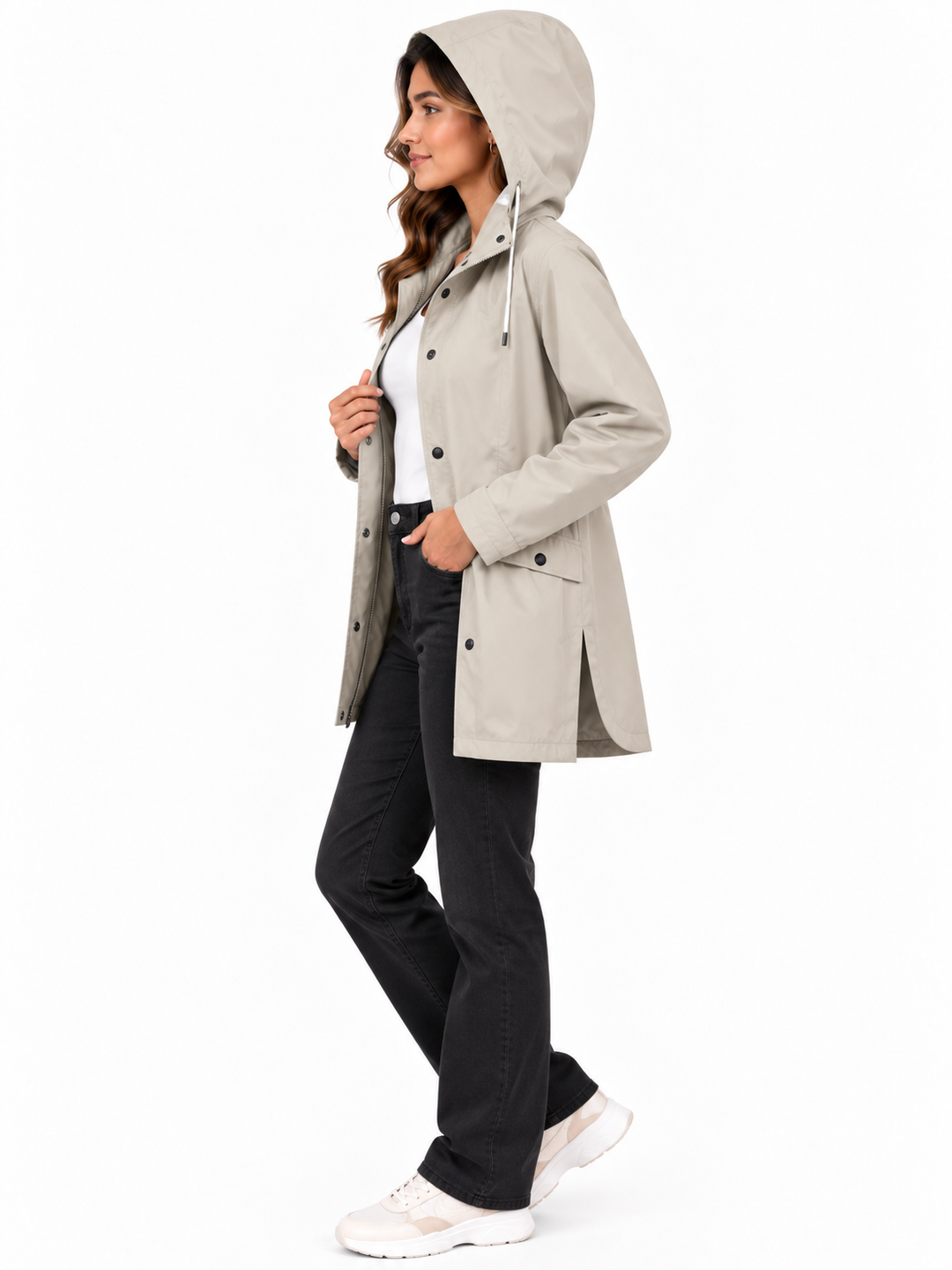Mila – Lange Jas met Capuchon en Ritssluiting