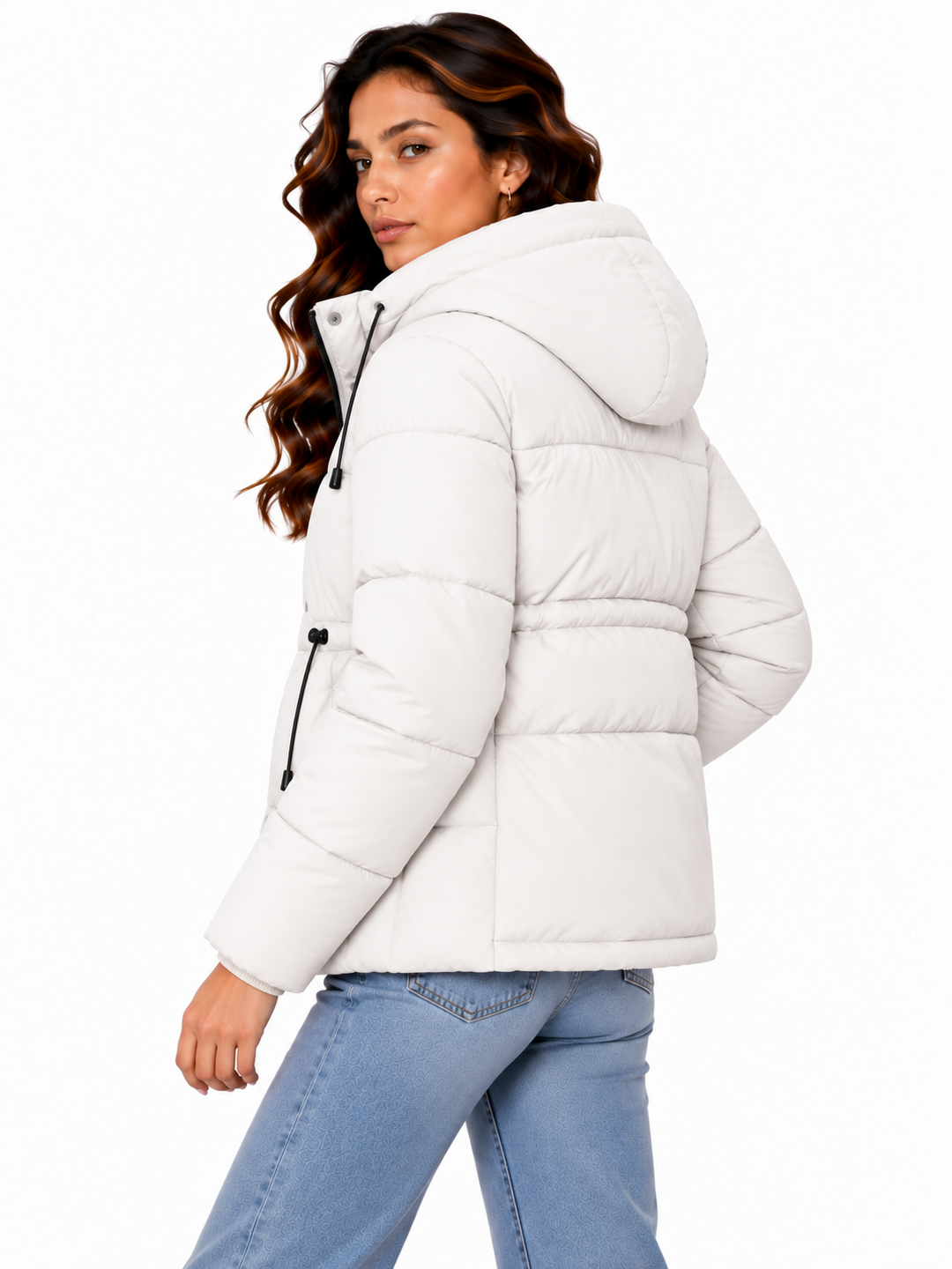 Sophie – Gewatteerde Winterjas met Capuchon en Taillekoord