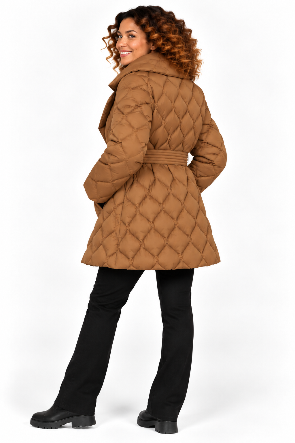 Sophie – Elegante Gewatteerde Winterjas met Ceintuur