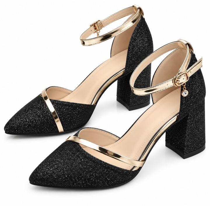 Sanne – Elegante Pumps met Glitters en Blokhak