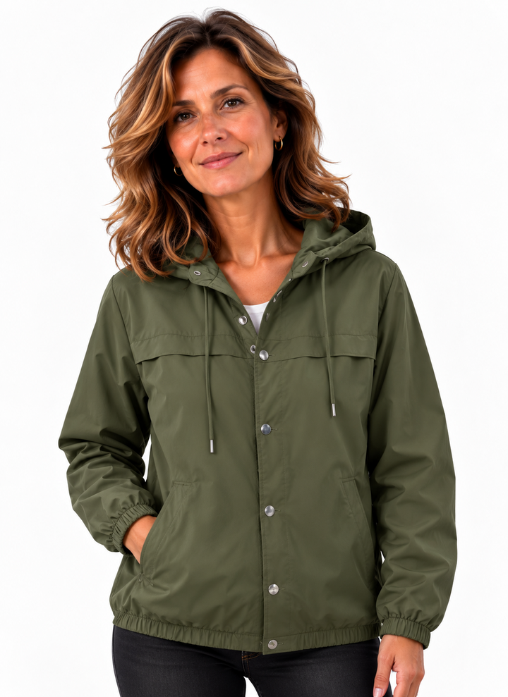 Mila – Casual Jas met Capuchon en Drukknopen