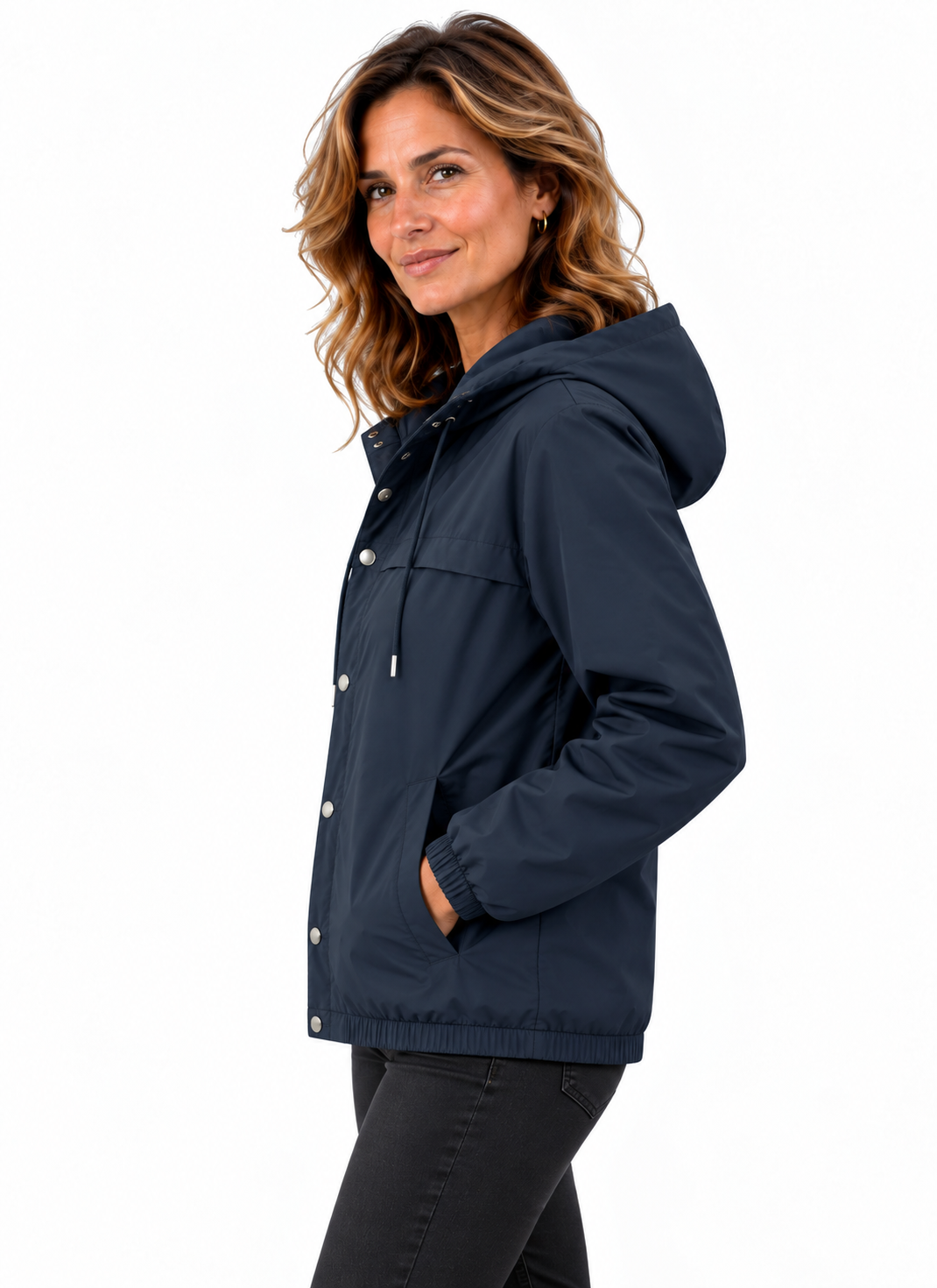 Mila – Casual Jas met Capuchon en Drukknopen