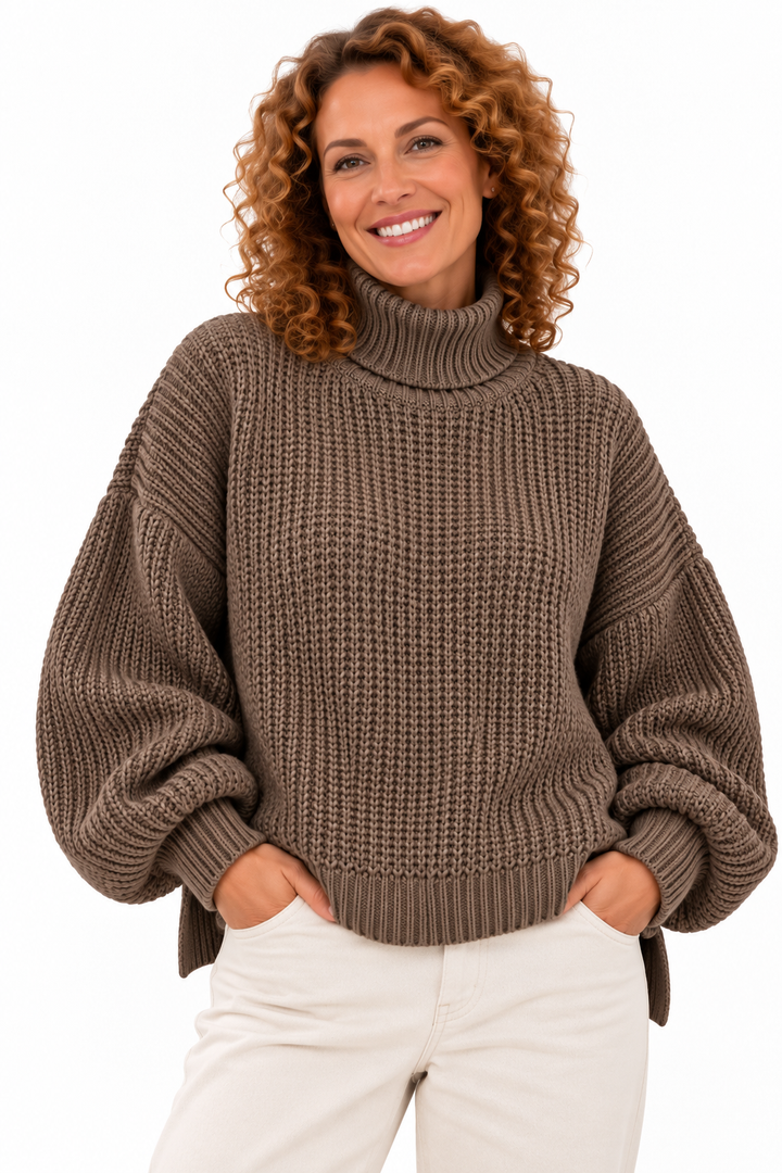 Lotte – Oversized Gebreide Coltrui met Pofmouwen