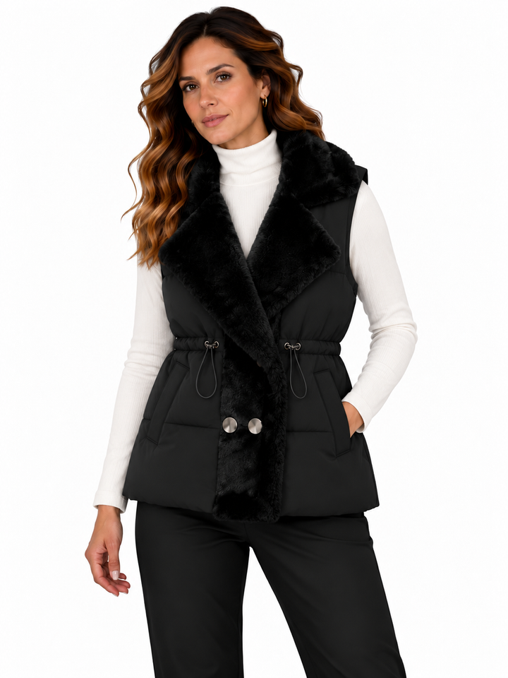 Fenna – Gewatteerde Bodywarmer met Teddy Kraag
