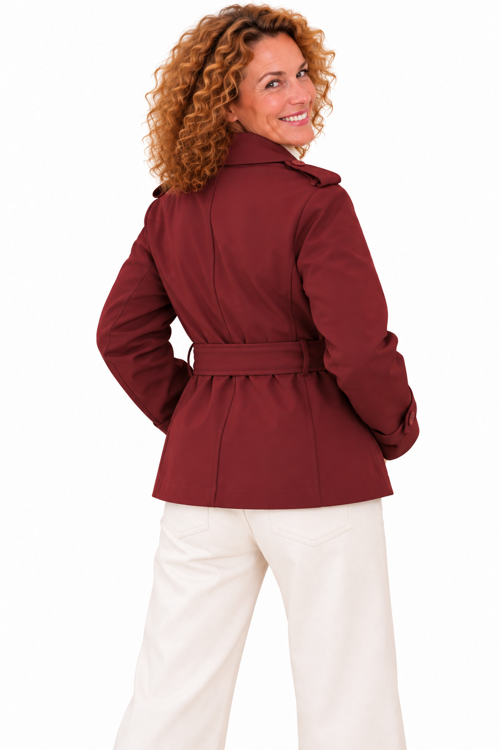 Noor – Elegante Korte Trenchcoat met Ceintuur
