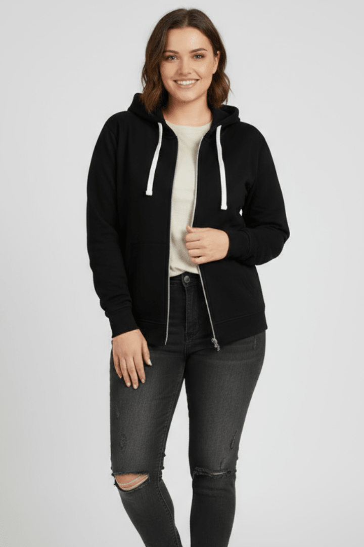Hoodie Dames Relaxed Rits Trekkoord Kap – Casual | Miss Madera