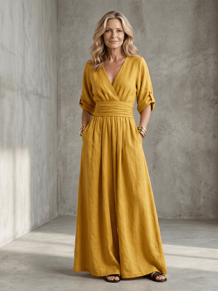 Jurk Dames Maxi Wikkel V-hals - Viscose