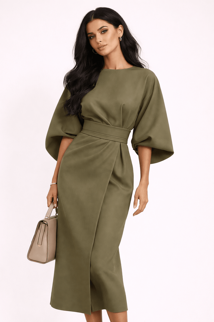 Jurk Dames Midi Kimono Wikkel - Viscose