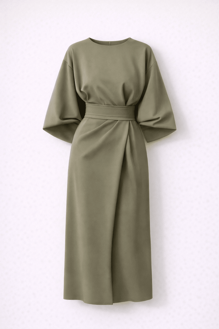 Jurk Dames Midi Kimono Wikkel - Viscose