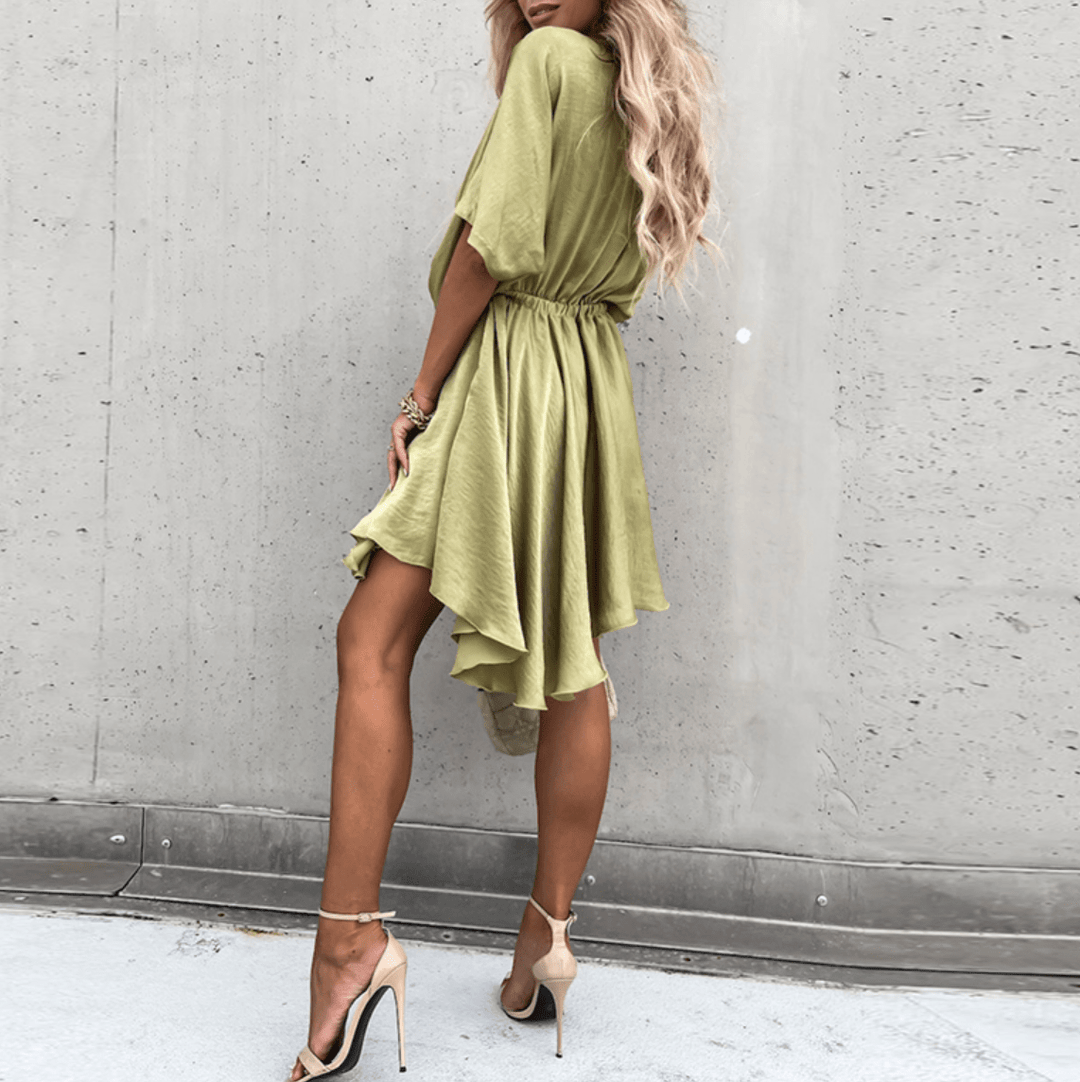 Jurk Dames Mini Wikkel Korte Mouw - Viscose