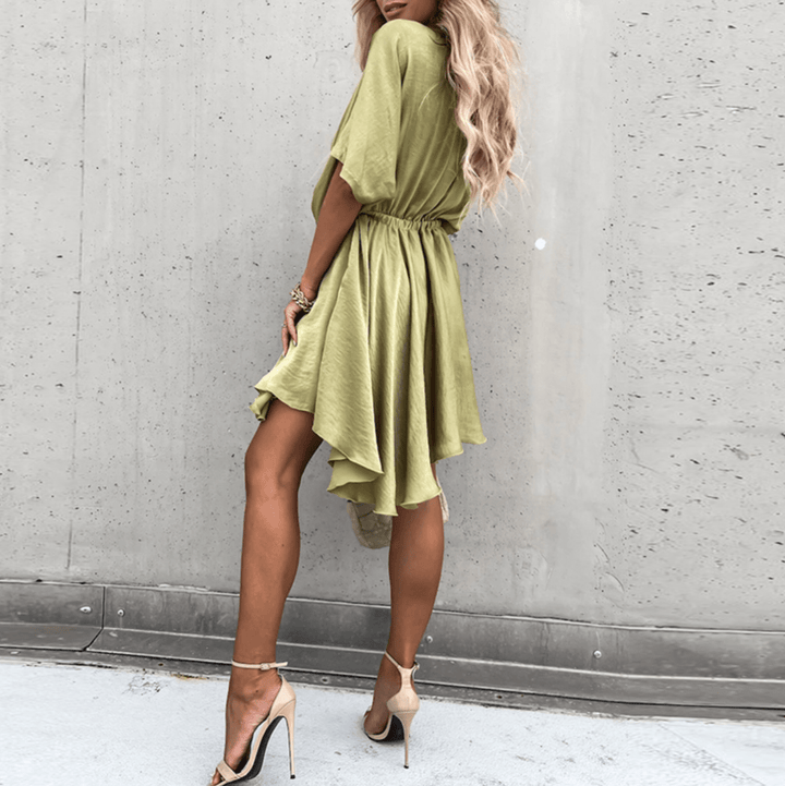 Jurk Dames Mini Wikkel Korte Mouw - Viscose