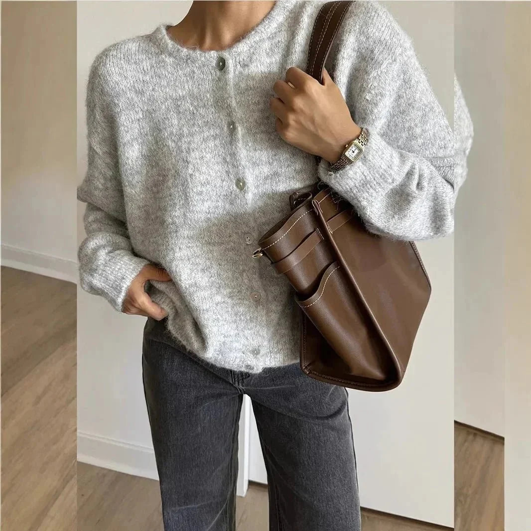 Jurk Dames Ronde Hals Lange Mouw Vintage - Gebreid
