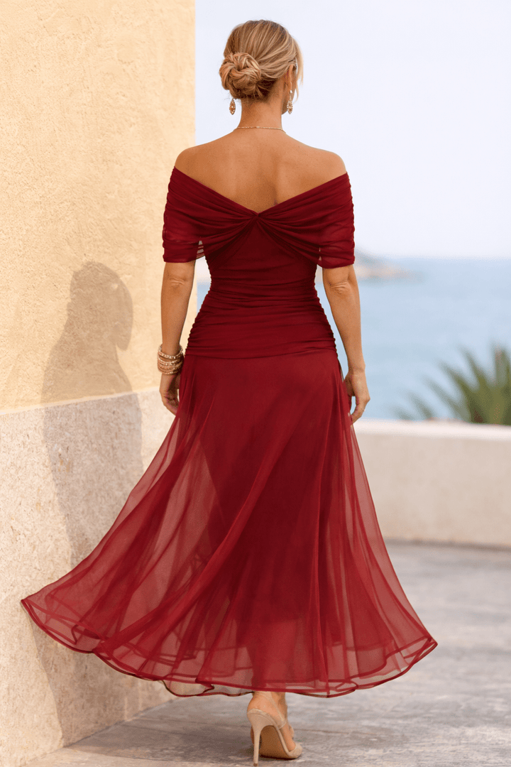 Jurk Dames V-Hals Wikkellijfje Maxi Korte Mouw - Chiffon