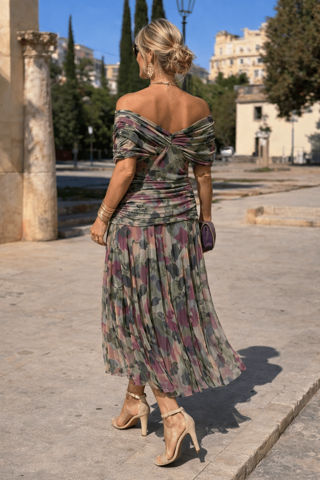 Jurk Dames V-Hals Wikkellijfje Maxi Korte Mouw - Chiffon