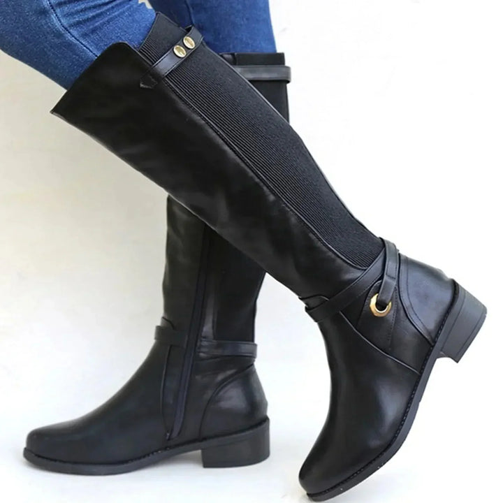 Sanne – Elegante Hoge Laarzen met Elastische Schacht